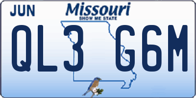 MO license plate QL3G6M
