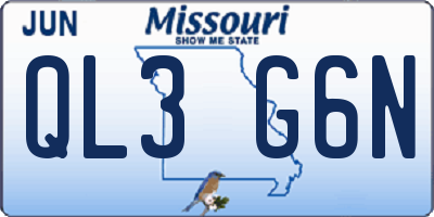 MO license plate QL3G6N