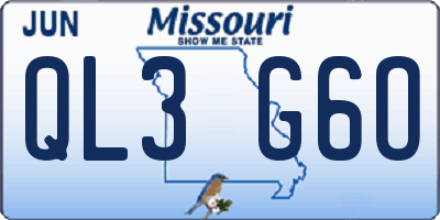 MO license plate QL3G6O