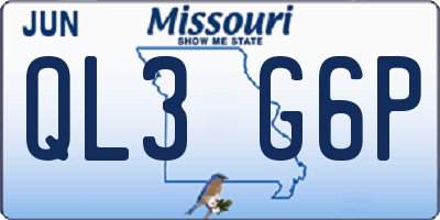 MO license plate QL3G6P
