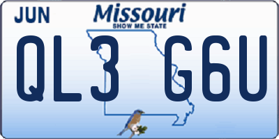 MO license plate QL3G6U