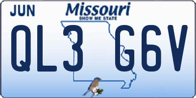 MO license plate QL3G6V
