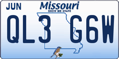 MO license plate QL3G6W