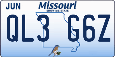 MO license plate QL3G6Z