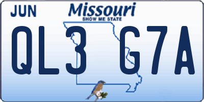 MO license plate QL3G7A
