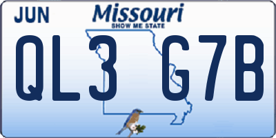 MO license plate QL3G7B
