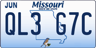 MO license plate QL3G7C
