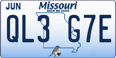 MO license plate QL3G7E