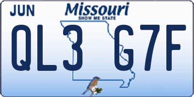 MO license plate QL3G7F