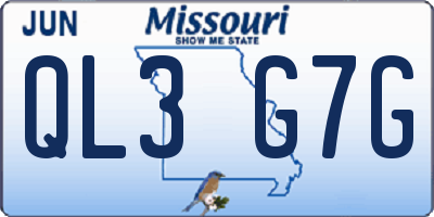 MO license plate QL3G7G