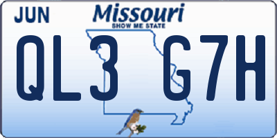 MO license plate QL3G7H