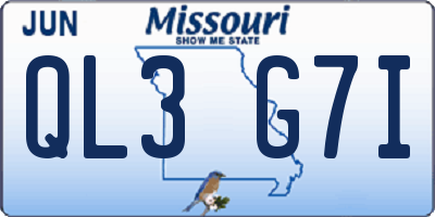 MO license plate QL3G7I