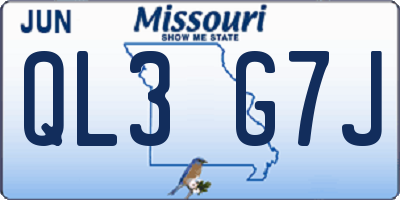 MO license plate QL3G7J