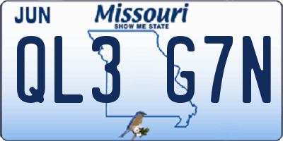 MO license plate QL3G7N