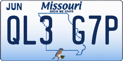 MO license plate QL3G7P