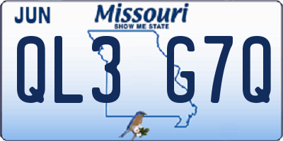MO license plate QL3G7Q