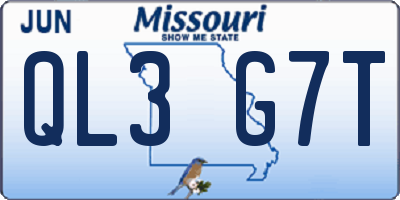 MO license plate QL3G7T