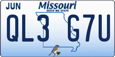 MO license plate QL3G7U