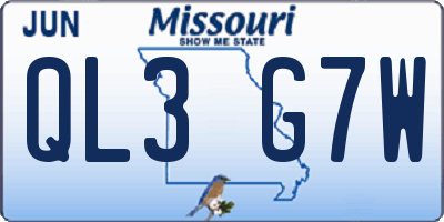 MO license plate QL3G7W