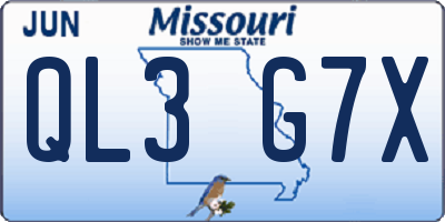 MO license plate QL3G7X