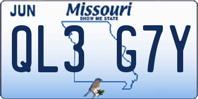 MO license plate QL3G7Y