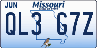 MO license plate QL3G7Z