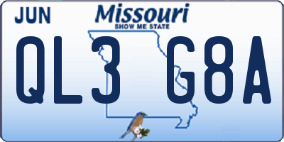MO license plate QL3G8A