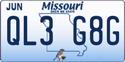 MO license plate QL3G8G