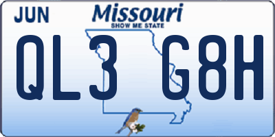 MO license plate QL3G8H