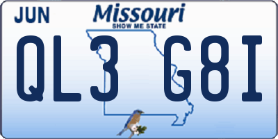 MO license plate QL3G8I