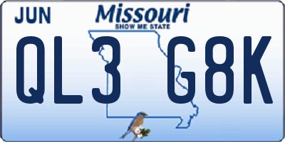 MO license plate QL3G8K