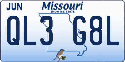 MO license plate QL3G8L