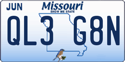 MO license plate QL3G8N