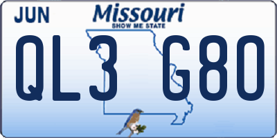 MO license plate QL3G8O