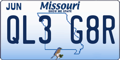MO license plate QL3G8R