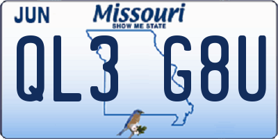 MO license plate QL3G8U