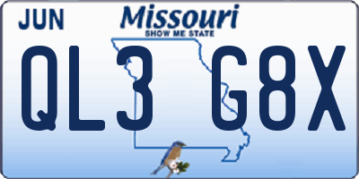 MO license plate QL3G8X