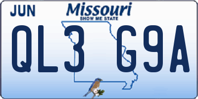 MO license plate QL3G9A
