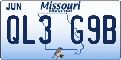 MO license plate QL3G9B