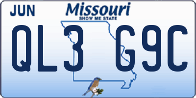 MO license plate QL3G9C