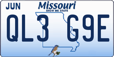 MO license plate QL3G9E