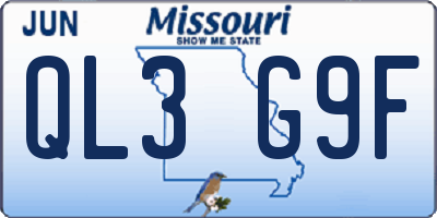 MO license plate QL3G9F