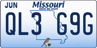 MO license plate QL3G9G