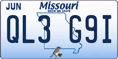 MO license plate QL3G9I
