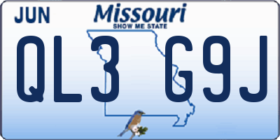 MO license plate QL3G9J