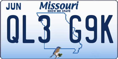 MO license plate QL3G9K