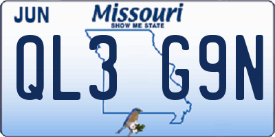 MO license plate QL3G9N