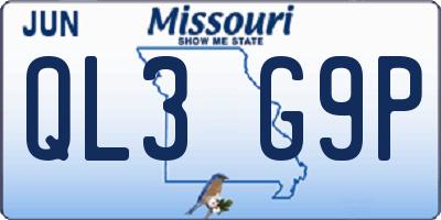 MO license plate QL3G9P