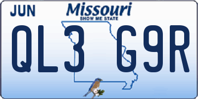 MO license plate QL3G9R
