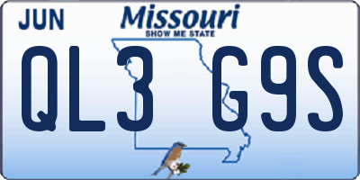 MO license plate QL3G9S